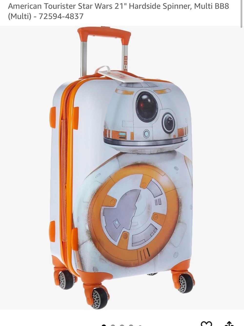 American Tourister BB-8 Kids Hardside Spinner Luggage - White & Orange